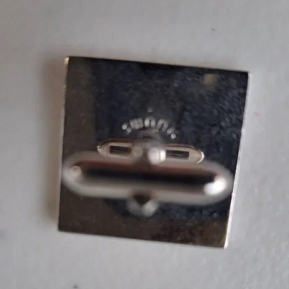 VTG Swank Silver-Tone Square Cufflinks Abstract Silhouettes 1" Men Formal Career - Picture 2 of 6